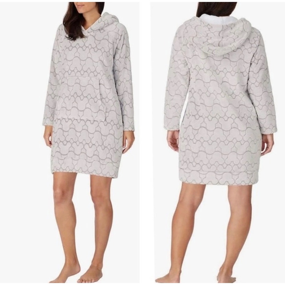 Disney Women's Fuzzy Hooded Sleep Dress Large Plush Lounge Hoodie Nightgown